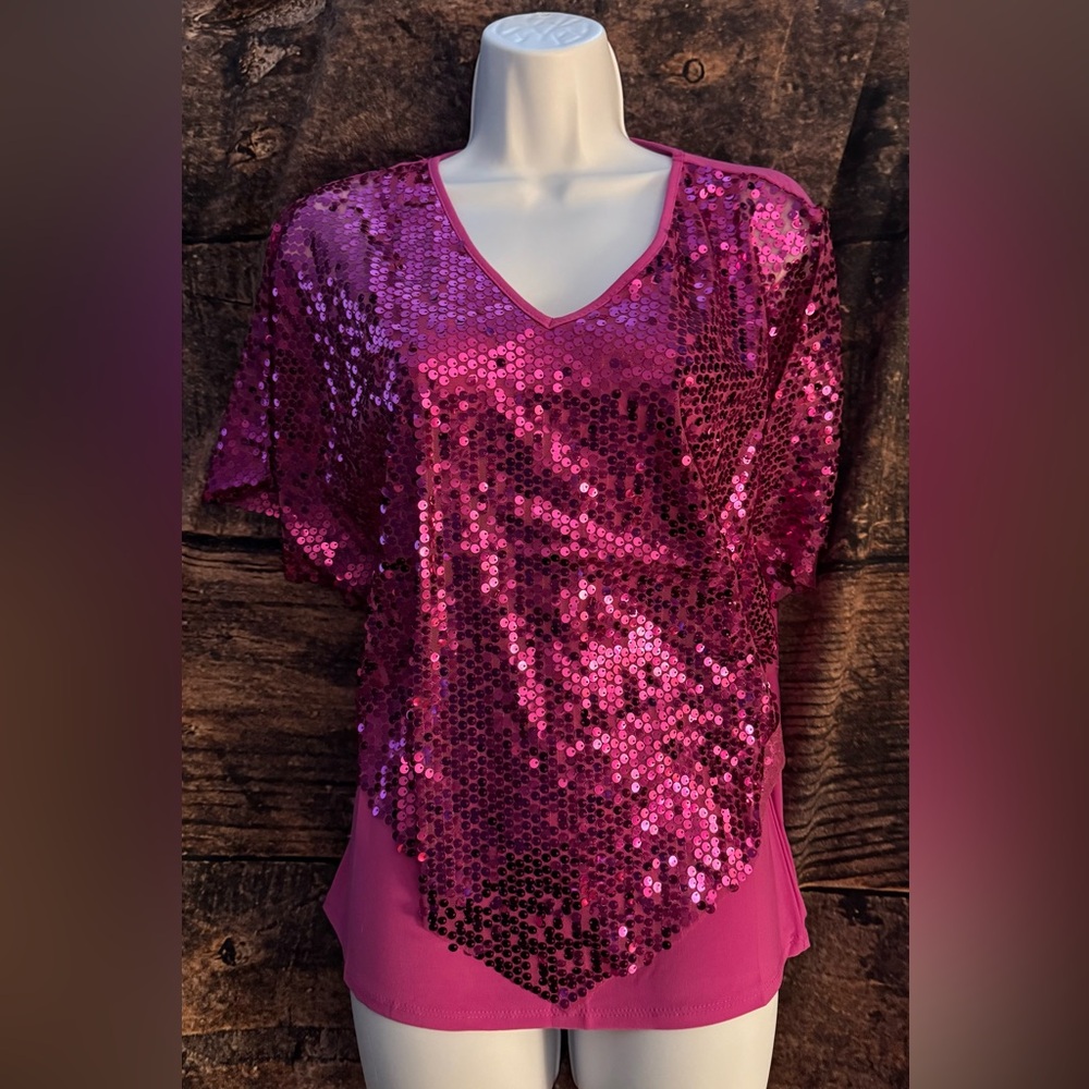 Glitterscope Pink Sequin Tunic Top - Size Small